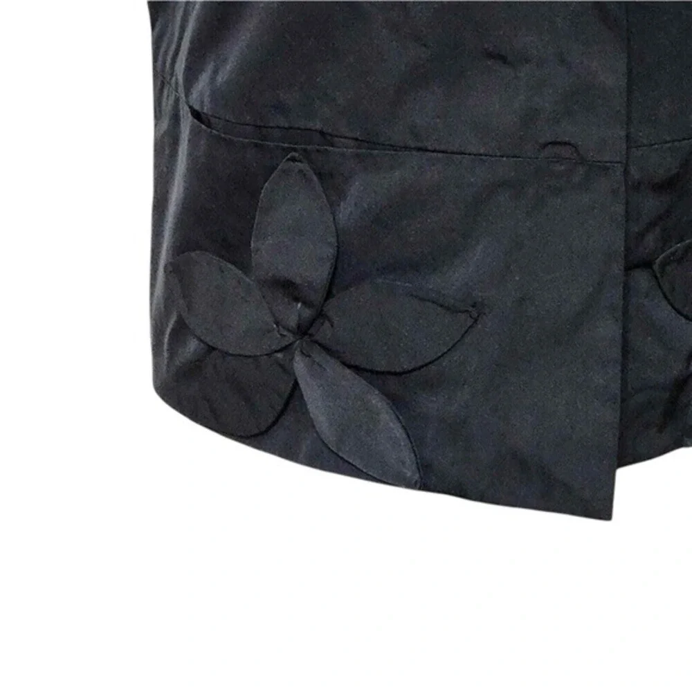 DKNY Black Cropped Short Sleeve Jacket‎ with Floral Detail Business Casual Small